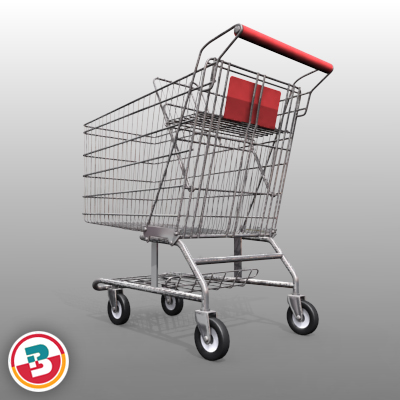 3D Model of Grocery Store Shopping Cart - 3D Render 5